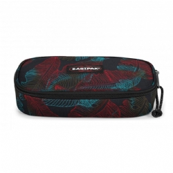 Eastpak Astuccio Ovale Oval Single 4O3 Brize Grade Black Colore Verde Nero con Foglie Rosse Azzurre Blue Marrone