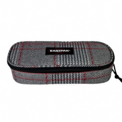 Eastpak Astuccio Ovale Oval Single 73X Chertan Red Colore Grigio Rosso Nero Righe Quadrati Scacchi