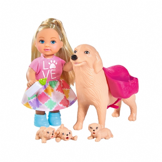 Simba Evi Love Barbie Bambola Shelly Dog Sitter Cane Cuccioli Bambina Rosa - 1