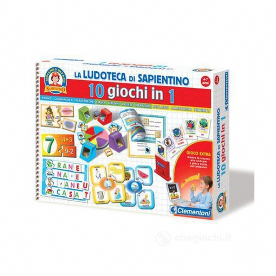 Clementoni - La Ludoteca di Sapientino - 10 GIOCHI IN 1- Gioco in scatola - Bambino Bambina - 1