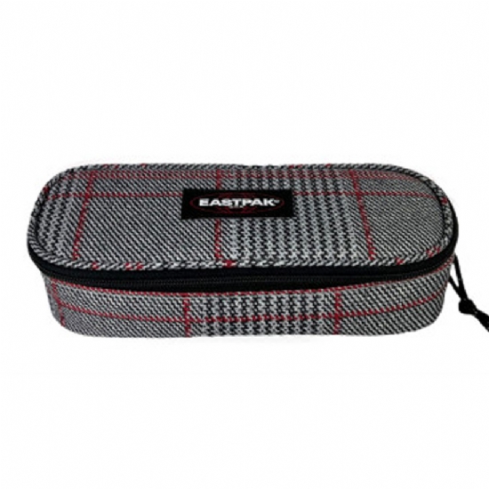 Eastpak Astuccio Ovale Oval Single 73X Chertan Red Colore Grigio Rosso Nero Righe Quadrati Scacchi - 1