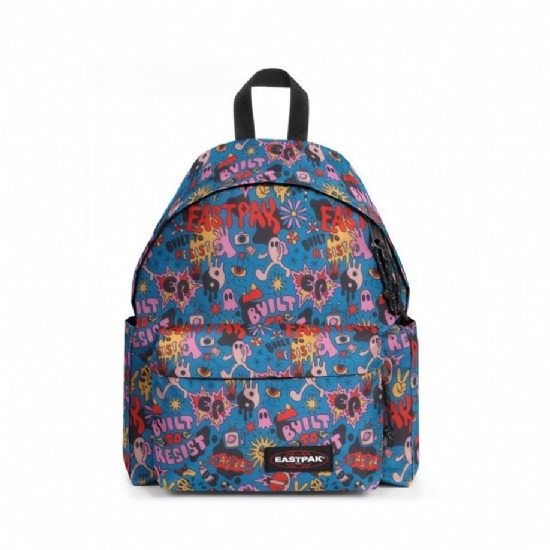 Eastpak Zaino Padded Day Pak r 7D7 Doodle Blue Colore Azzurro con grafica Fumetti Disegno Rosa Arancio Giallo Rosso Nero Bianco - 1