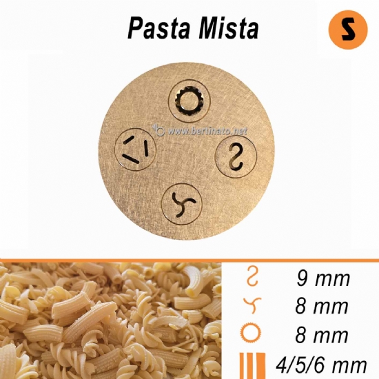 Trafila in Bronzo Speciale Pasta Mista per zuppe minestre Maccheroni Fusilli Tagliatelle Caserecce - VIP4 con tagliapasta - 1