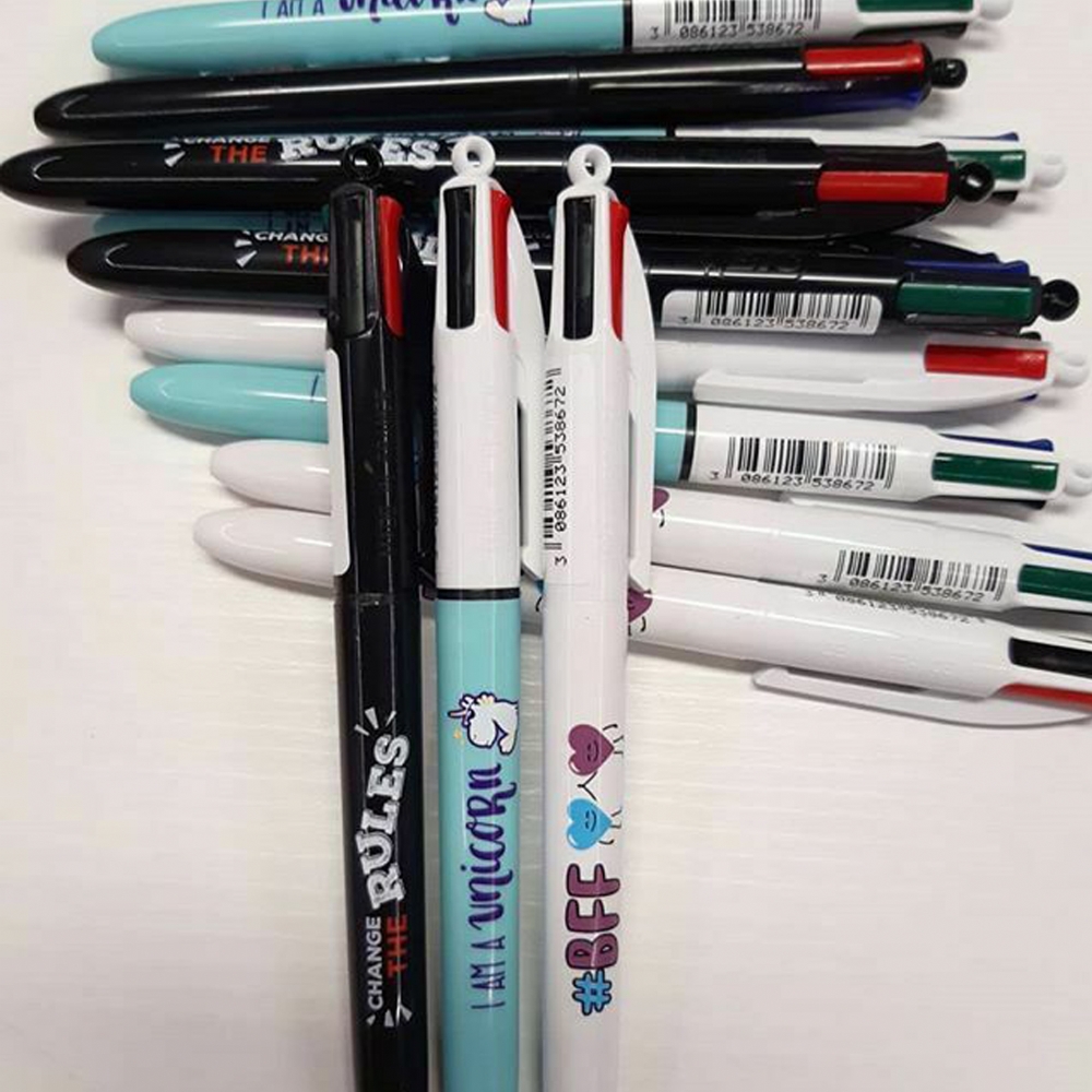 Penna a sfera 4 colori Bic multicolore - tratto 0,4 mm - fusto nero (conf.  1)