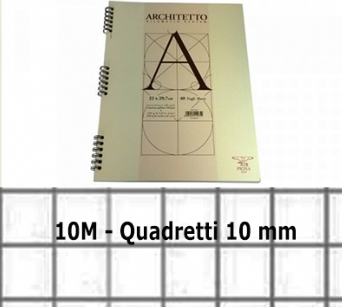Pigna Block Notes Blocco Spiralato Architetto - 40 Fogli A4 Scuola a  Quadretti 10M Rilematic System - 100 grammi